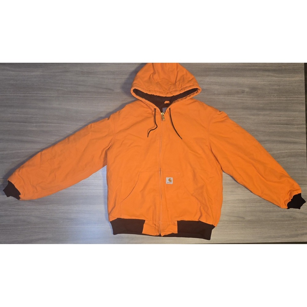 Vintage Carhartt Workwear Jacket J140 BLZ Blaze Orange Quilt Lined Made in USA M
